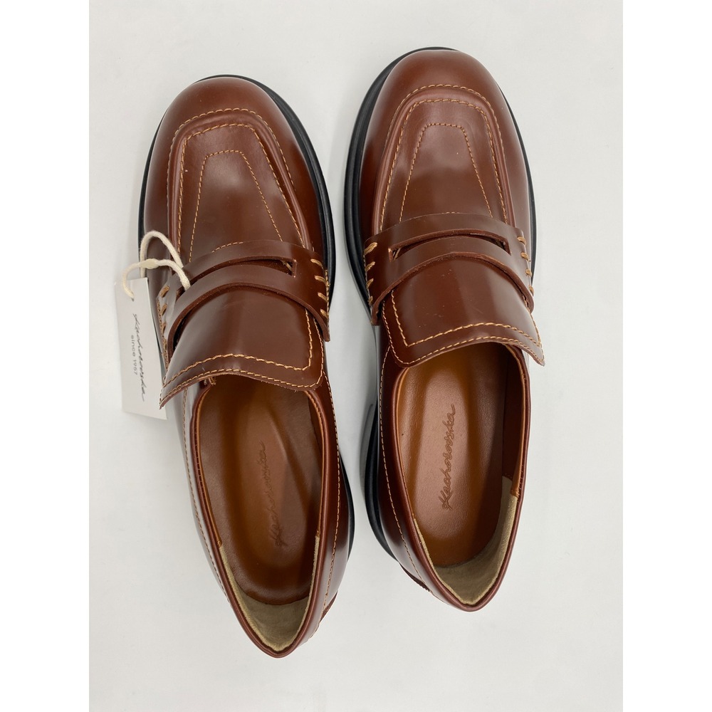 Kachorovska Brown Leather Platform Loafers Square Toe Chunky Shoes EU 37 NEW - Picture 5 of 6